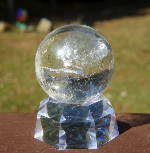 Sweet Lemurian Quartz Sphere / Crystal Ball with Rainbow - Picture 2 of 3