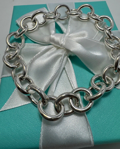 NEW Tiffany & Co. Clasp End Large Round Link Bracelet Sterling Silver 925