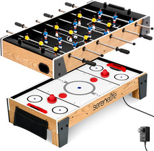 38  Table Top Air Hockey and 40  Foosball Set, 2-In-1 Swivel Game Table with Soc