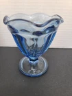 Lot 6 Vintage Anchor Hocking Blue Ice Cream Parfait Sorbet Tulip Glasses Footed