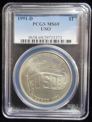 ANACS MS69 1991-D USO SILVER COMMEMORATIVE KP53 - Picture 3 of 4