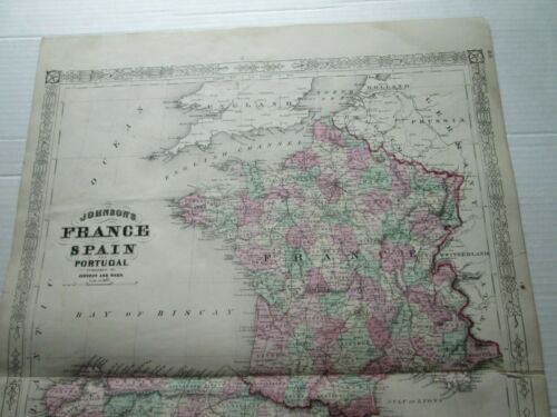 (1) 1863 KARTE "FRANKREICH SPANIEN PORTUGAL" 1866 JOHNSON'S FAMILY ATLAS - Bild 2 von 11