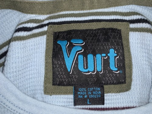 VURT Baby Blue Large striped SWEATER Reg Neck Lightweight Cotton Knit Vintage - Picture 6 of 6