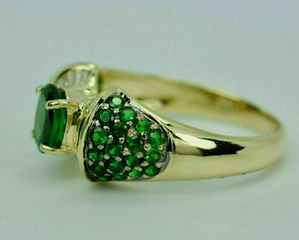 3 Ct Oval Cut Simulated Diamond/Emerald Wedding Wear Ring 14K Yellow Gold Finish - Image 4 of 4