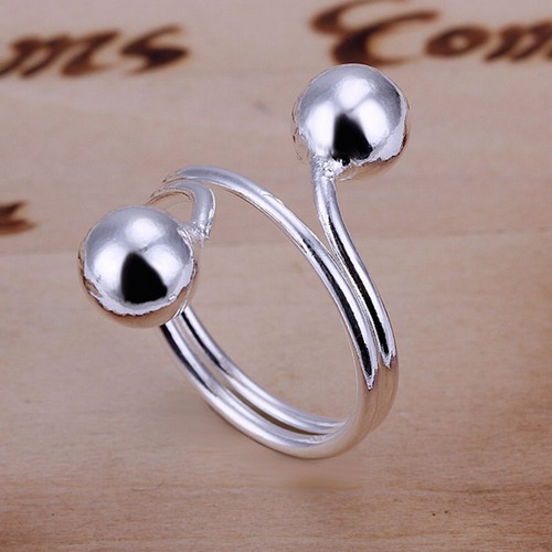 Anillo de plata de ley 925 con bolas y cuentas talla 8 B140 - Imagen 1 de 4