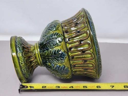 Vintage Green Leaf Motif Ceramic Planter/Vase MCM Stamped 5117 - Picture 8 of 11