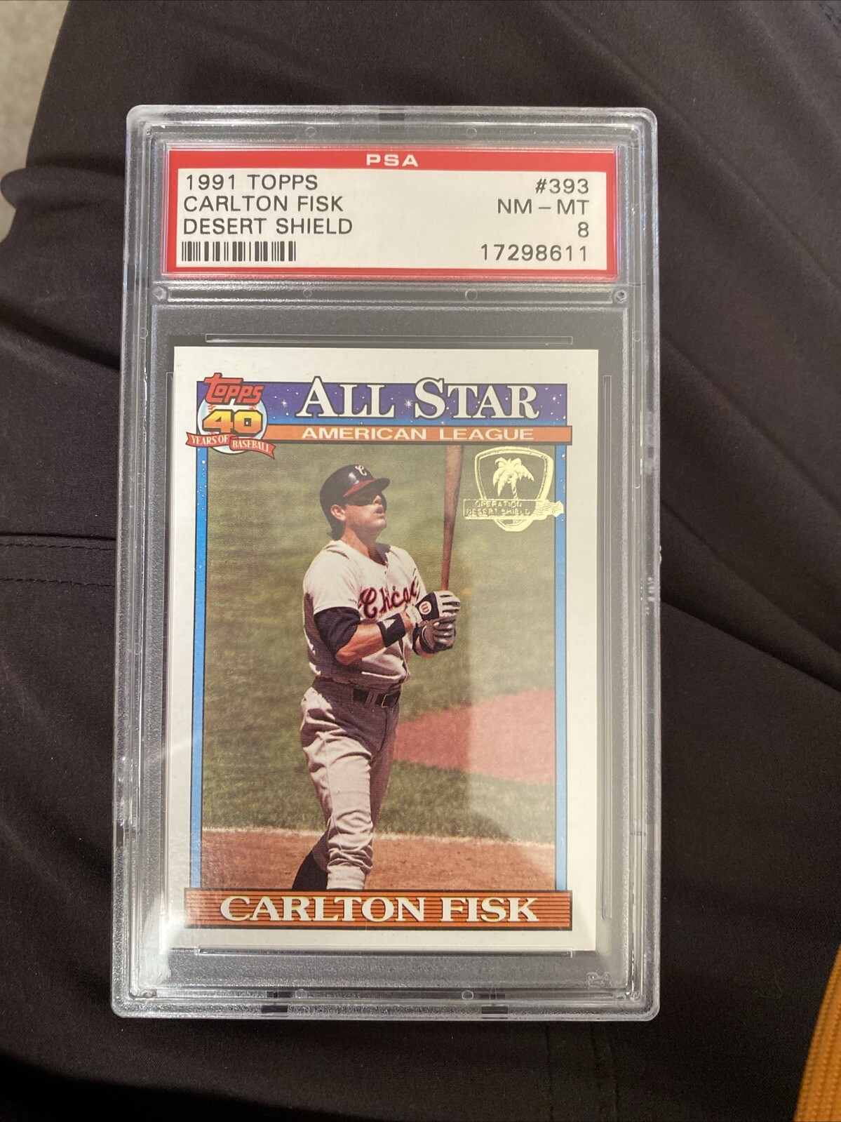 1991 Topps Desert Shield #170 CARLTON FISK PSA 8 WHITE SOX