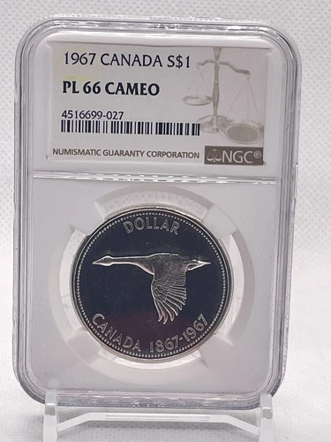 1967 Canada Silver 1 Dollar Graded NGC PL 66 Cameo