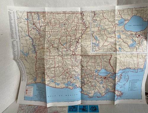 Lot 1970s US Maps Reference Guide Rand McNally Louisiana State - Picture 3 of 8
