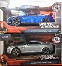 JADA Fast Furious BRIAN'S NISSAN SKYLINE GT-R R34 Silver Blue 1/32 Lot of2