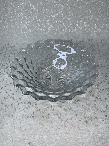 Fostoria American Cubist Clear Glass 3 Footed Serving Bowl 10” Vintage - Picture 2 of 12