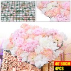 4pcs Artificial Rose Flower Wall Hydrangea Panel Bouquet Wedding Party Home Deco