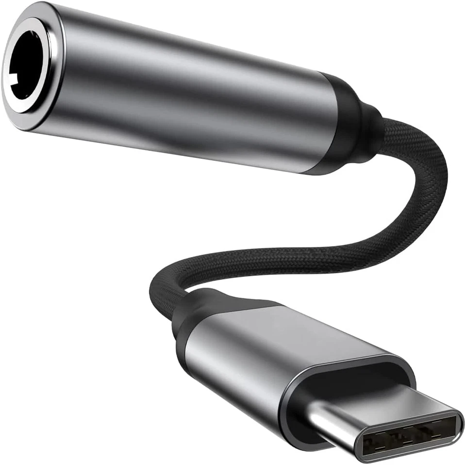 USB Typ-C auf zu Aux 3,5mm Klinke Kopfhörer Audio Alu Adapter für iPhone Samsung - Bild 2 von 4