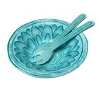 Lucas & Hunter Melamine Salad Bowl And Servers Mediterranean Aqua EUC Rustic