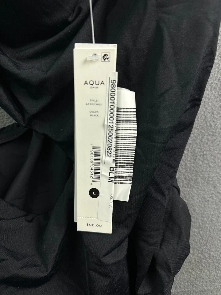 Nuevo con etiquetas Traje de baño de una pieza grande con un hombro corte lateral negro aguamarina natación para mujer B Foto 2 de 4