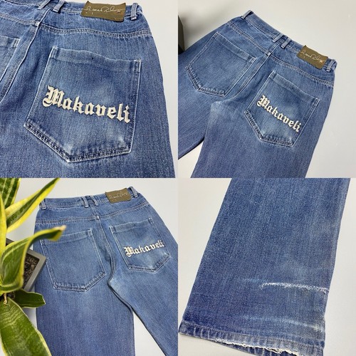 Vintage Makaveli Distressed 2Pac Denim Jeans Size 34 Blue Denim - Picture 21 of 22