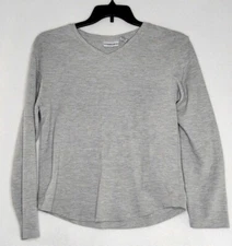 Montana Blues Adult Womens Size Xtra Large Solid Gray V Neck Long Sleeve Shirt