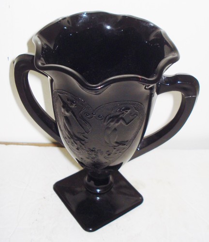 VASO VETRO AMETISTA VINTAGE ART NOUVEAU LE SMITH DESIGN VITTORIANO DONNA NR - Foto 5 di 9