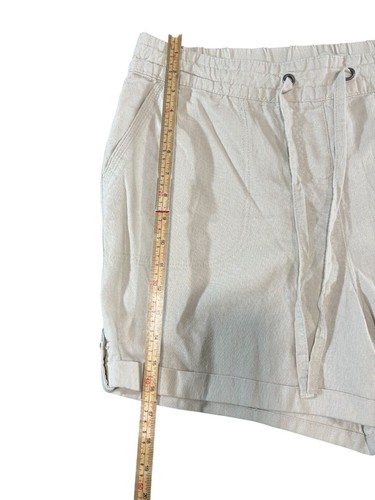 Womens Per Se Elastic Waist Drawstring Linen Blend Shorts XL Beige - Picture 7 of 9