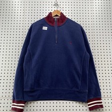 Polo Ralph Lauren 1/4 Zip Pullover Sweater Mens Large Blue Maroon Pony 24x27