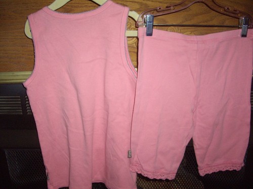 T25 GUC Mädchen Größe XXXL Naartjie 2-teiliges Shorts Set koralle rosa Tank Top Häkelborte - Bild 4 von 5