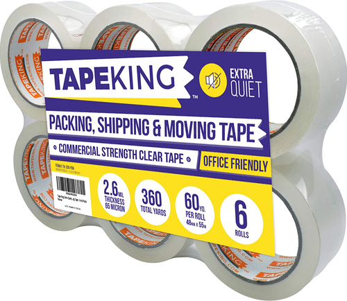 Tape King Quiet Packing Tape - Pack of 6, Clear, Heavy-Duty, Packaging, Boxing a - Picture 5 of 12