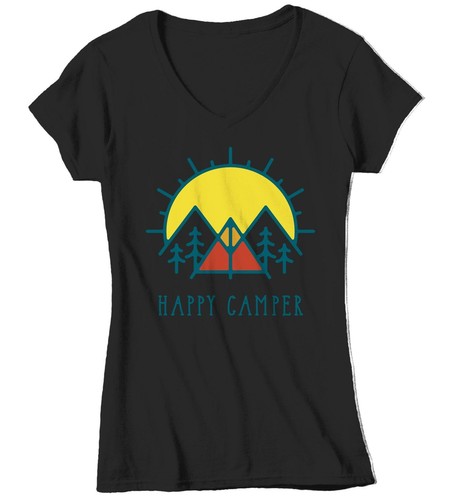 Women's Happy Camper T Shirt Hipster Shirt Linear Camping Shirts Happy Camper Sh - Imagen 14 de 22