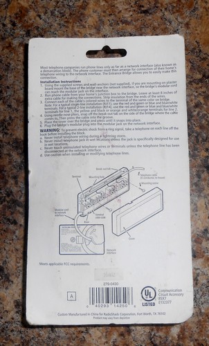 Radioshack Telephone Modular Entrance Bridge 279-430 White NEW SEALED - Zdjęcie 3 z 4
