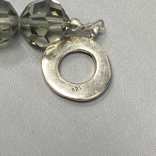 Glass Bead Bracelet Sterling Silver Marcasite Toggle Clasp Smoky Gray Faceted 7" - Picture 7 of 12