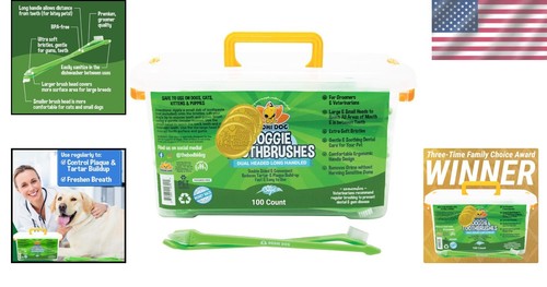 Dual-Headed Pet Toothbrush - Gentle Dental Care for Dogs & Cats (Pack of 100) - Picture 2 of 8