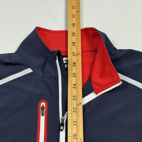 FootJoy Men’s 1/4 Zip Golf Shirt Long Sleeve Performance Blue Red Large - Picture 7 of 12