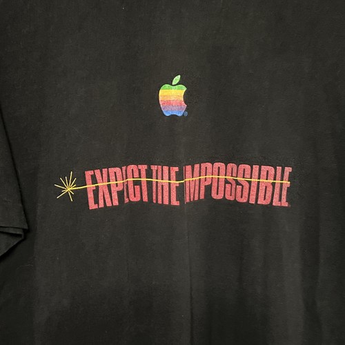 VTG Apple Expect The Impossible Mission Impossible Black T shirt Sz L - Picture 2 of 11