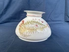 Antique Painted Fern White Milk Glass Student Shade 7" Oil Lamp Hurricane Flared