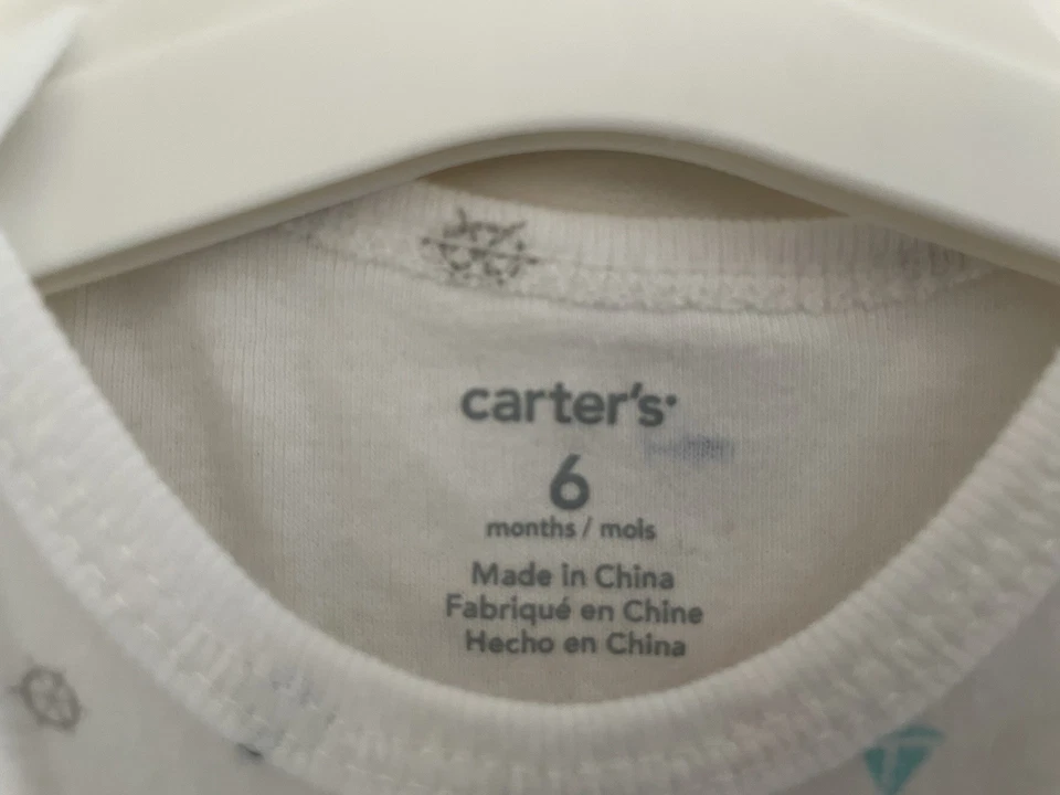 Body Carter's Bebé Niño Colorido Náutico 100% Algodón Manga Corta Blanco 6M Foto 2 de 4