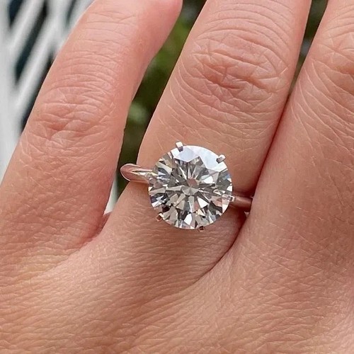 3.52 Ct CVD Lab Grown Diamond Round Cut Solitaire Engagement Ring 925 Silver - Picture 1 of 14