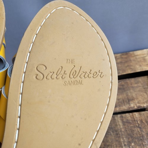 Salt Water Yellow Leather Sandals Criss Cross EX CON UK 8 - Picture 5 of 6