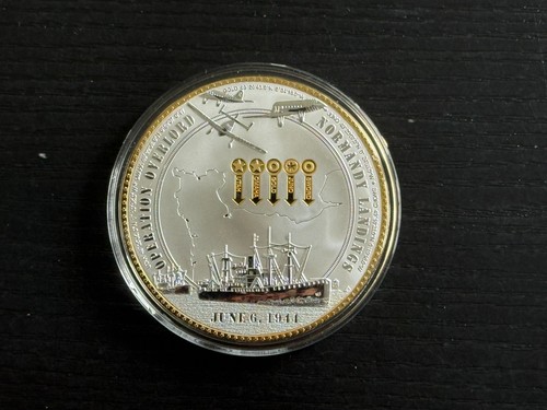 World War II Great Crusade 6/6/44 Normandy Silver-Plated Coin 70mm COA - ME1949