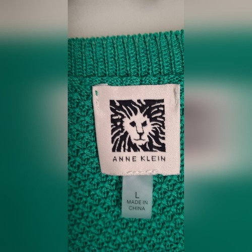 Anne Klein Green Short Sleeve Knit Top Sz L Casual Office Preppy Formal - Picture 5 of 6