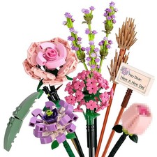 NEW FULL SET Flower Bouquet 7 Stems Building Kit Botanical Collection 590 pieces