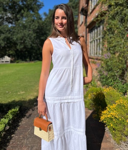Joules Womens Midi Dress White or Navy Ophelia Sleeveless Tiered Dress 10 16 18 - Picture 10 of 23