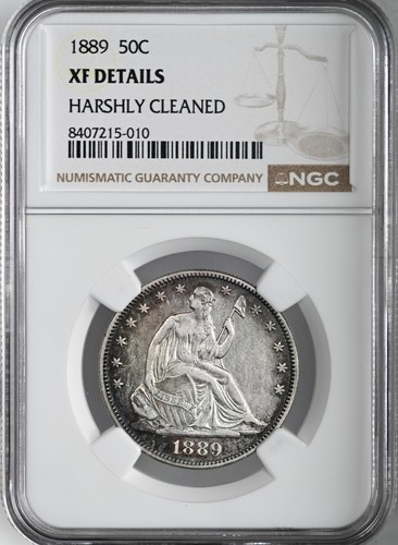 1885, 1887, 1889, 50C LIBERTY SEATED SILVER HALF DOLLARS (3 COINS) NGC GRADED - Bild 8 von 9