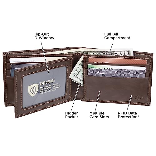 Men's Extra Capacity Bifold Wallet with ID Window and Multiple Card Slots - Picture 8 of 8