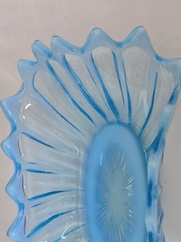 Fostoria Erbstück Schale blau opalisierend Kunstglas Vintage 12,5" quer - Bild 4 von 8