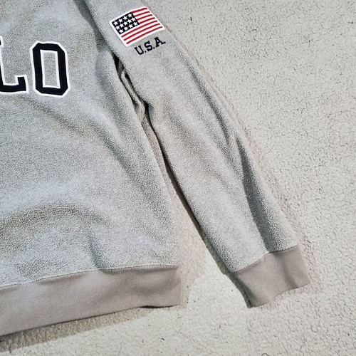 Polo Ralph Lauren Sweater Mens Extra Large Gray 1/4 Zip Pullover USA Flag - Picture 6 of 21