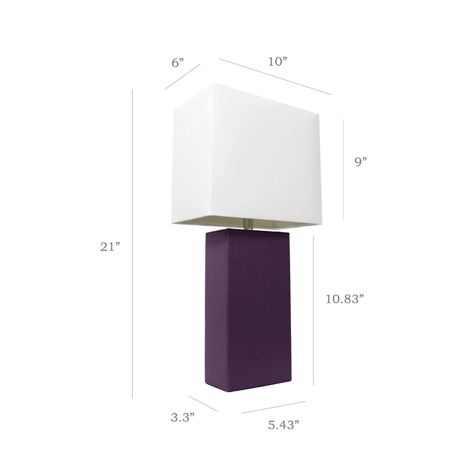 LC2000-EGP-2PK 2 Pack Modern Leather Table Lamps with White Fabric Shades, Eg... - Image 3 of 4