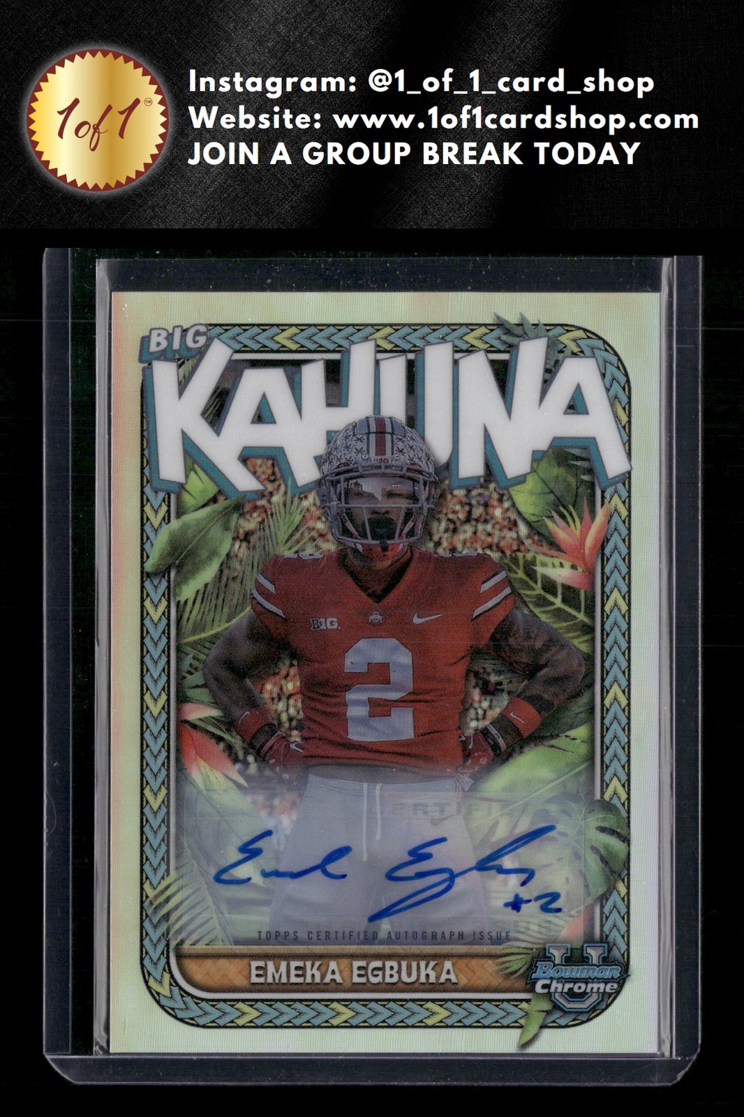 2023 Bowman University Chrome #TBK-9 Emeka Egbuka The Big Kahuna Auto 117/150 MS