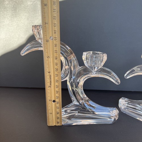 Rattenberg Bleikristall German VTG Lead Crystal Double Wave Candle Stick Holders - Picture 13 of 15