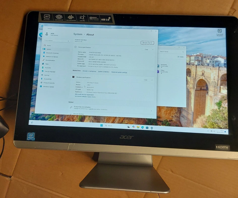 Acer Aspire ZC-700 AIO PC | Intel Pentium N3700 | 4GB RAM |1 TB HDD, WIN11 - Image 4 of 4