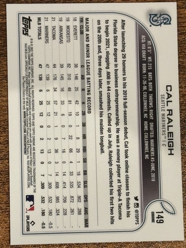 2022 TOPPS CHROME CAL RALEIGH ROOKIE X-FRACTOR RIFRATTORE RC - Foto 2 di 2