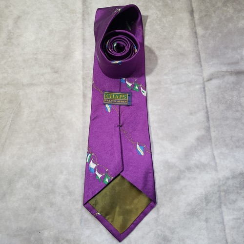 Authentic CHAPS RALPH LAUREN Silk Tie Purple - Picture 2 of 5